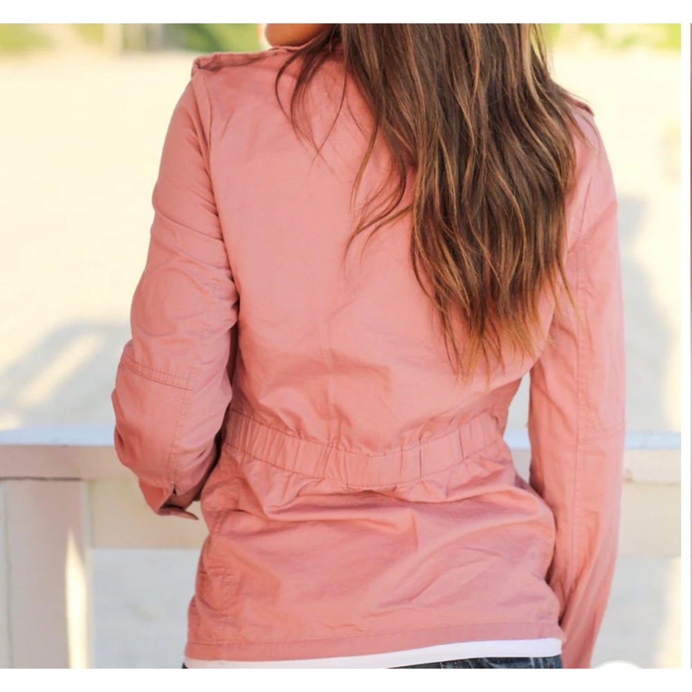 Love Tree Dusty Rose Utility Jacket Drawstring Waist Button Front Pockets W Med - Picture 10 of 10
